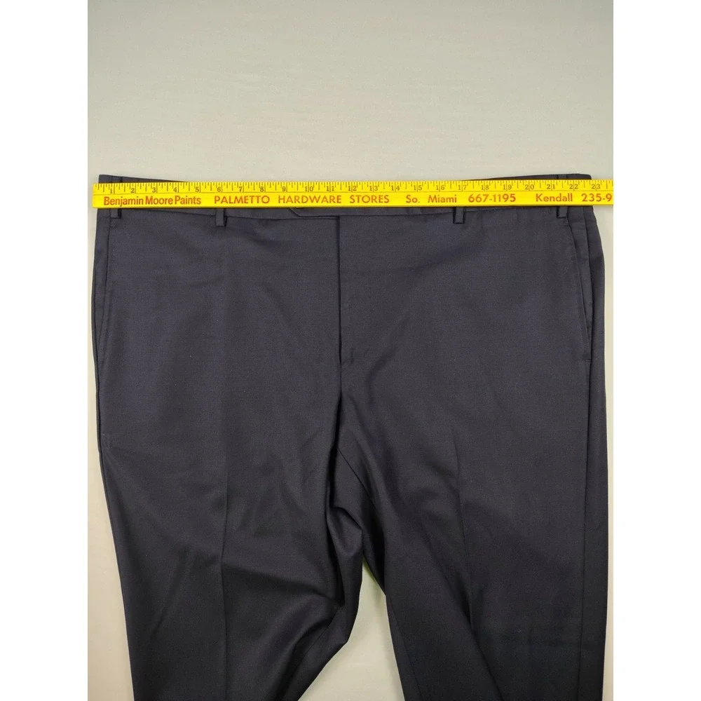 Zanella Devan 100% Wool Dress Pants Mens 46x28.5 Navy Made Italy Cuffed Office